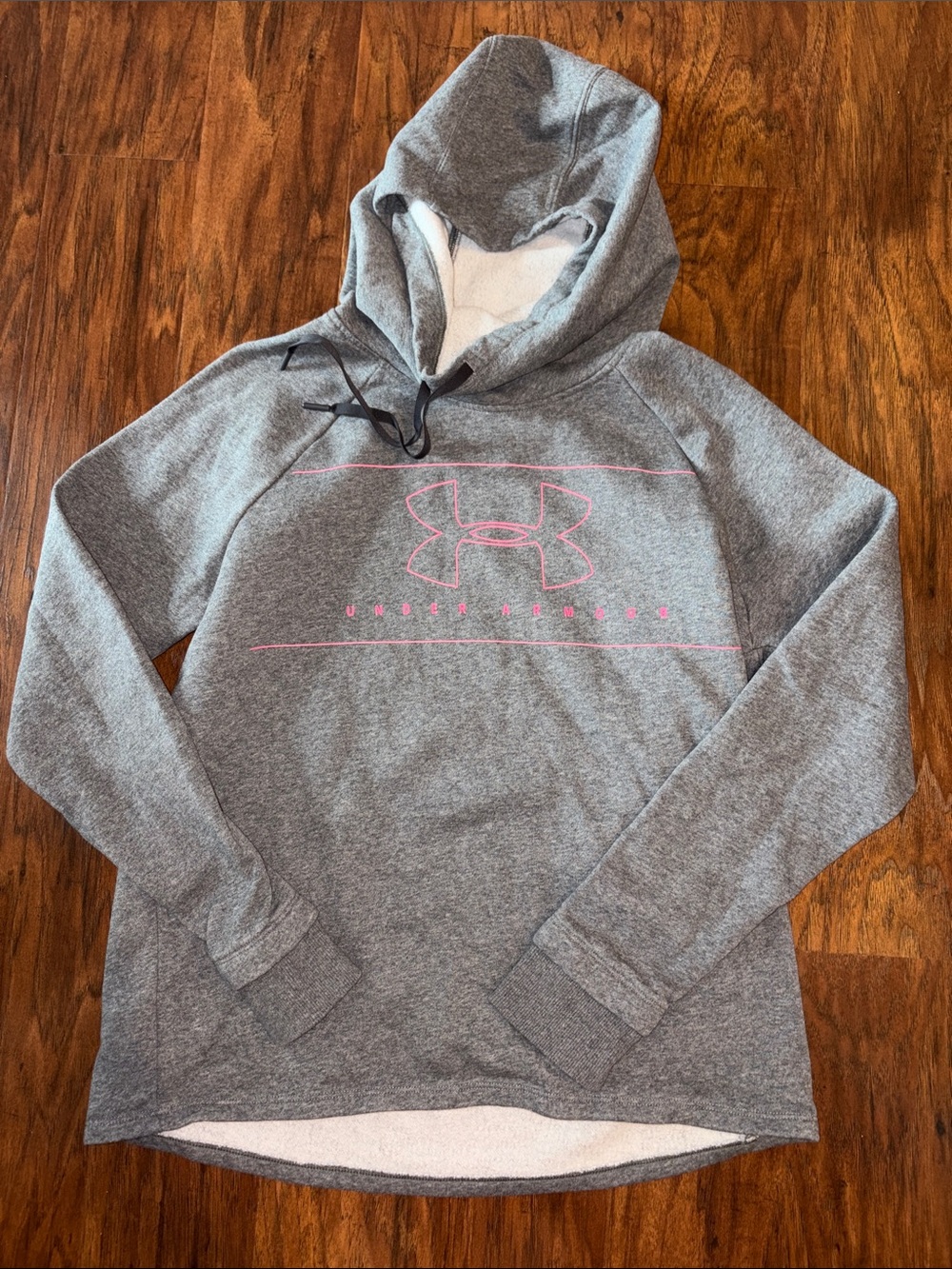 Women’s Under Armour Gray and Pink Graphic Hoodie Medium